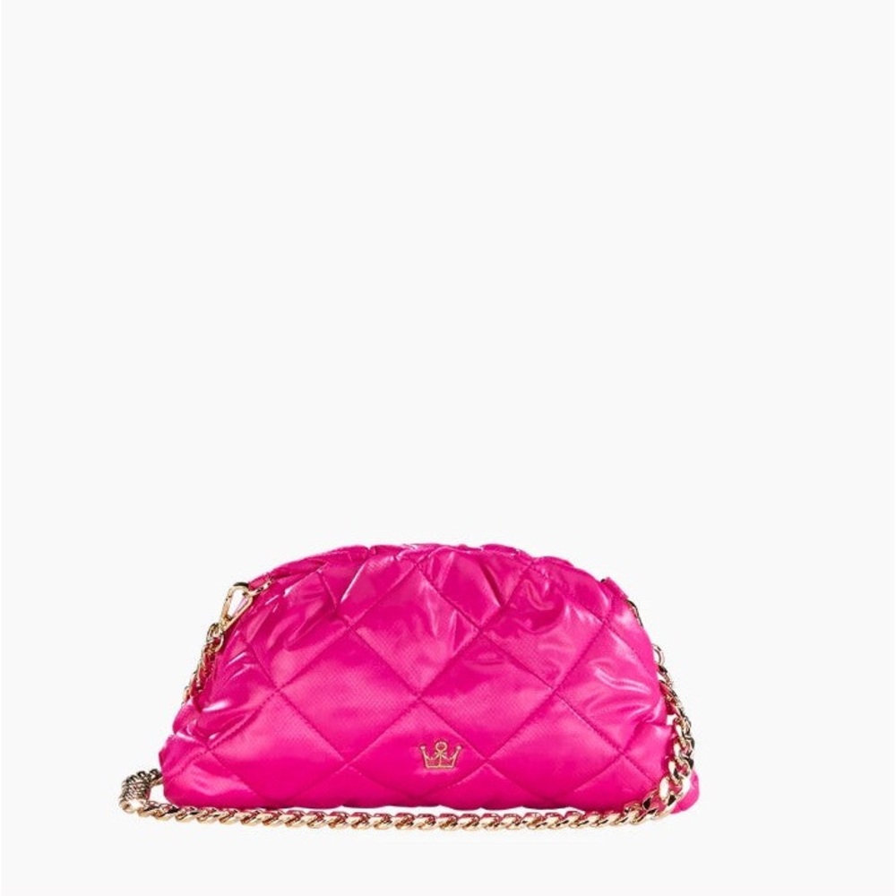 Oliver Thomas Maxed Out Pouchette - hot red pink & gold chain small bag